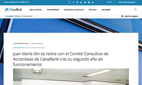 Captura de pantalla de la noticia